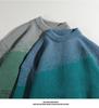 Men’s Retro Gradient Color Block Sweater - Autumn/Winter Loose Knit Pullover