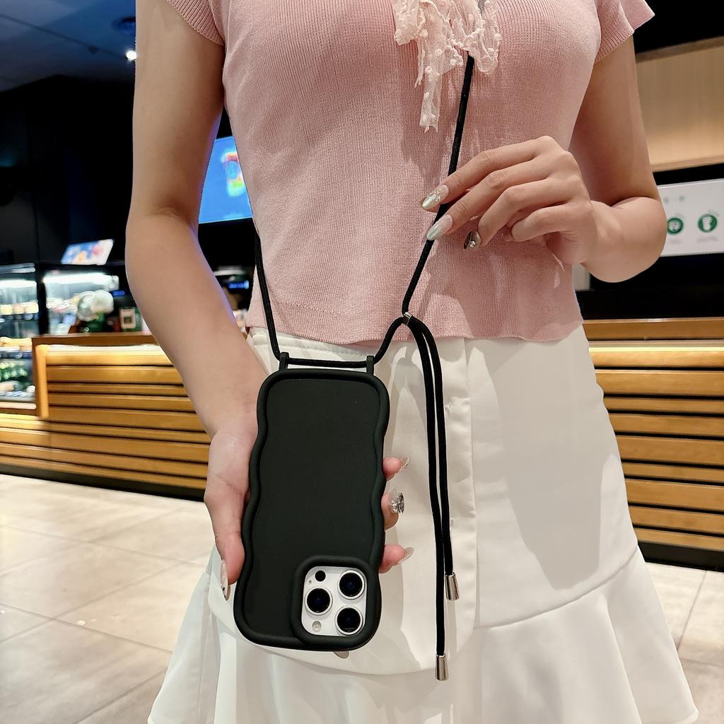Liquid Silicone Lanyard Phone Case For iPhone 17 Pro Max 14 15 Plus 13 16 Pro Max Air Crossbody Necklace Strap Protection Cover