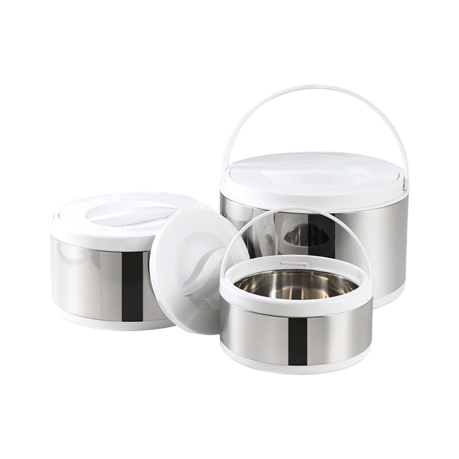 3Pcs Thermal Lunch Box Stackable Snack Box Container Stainless Steel Food