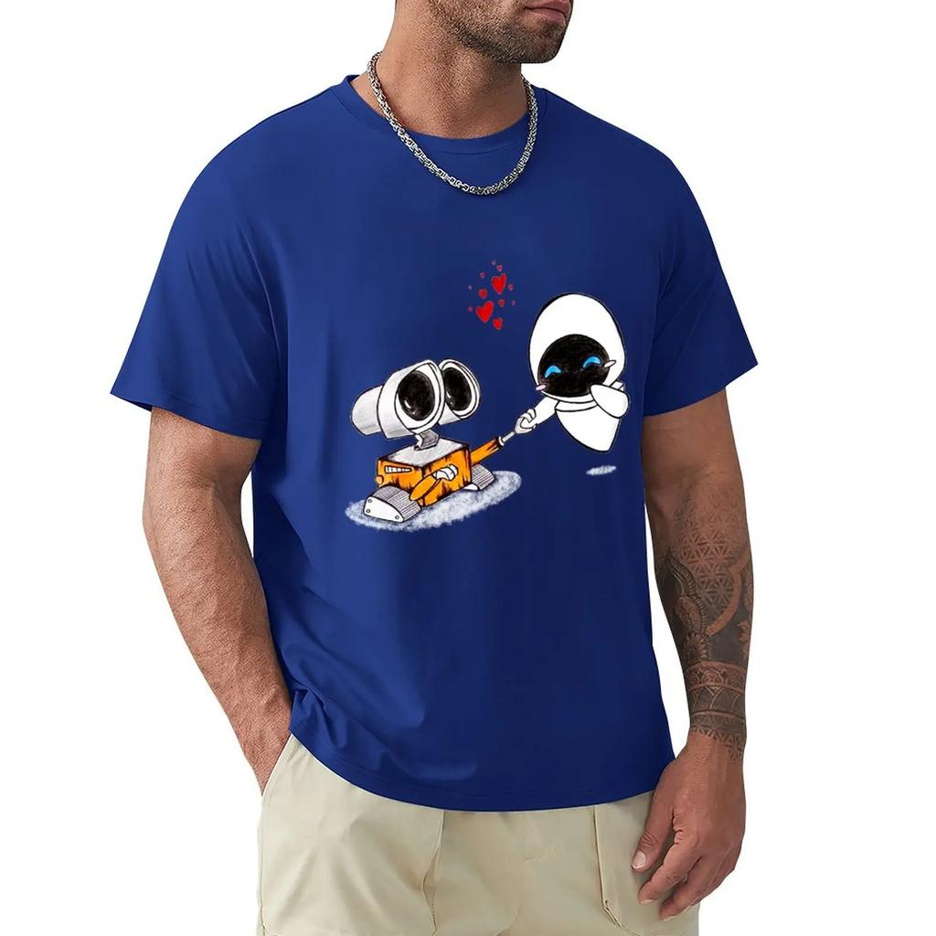 Walle Eve Pencilcolor Drawing TShirt Kawaii Clothes Vintage Clothes Mens T Shirts Casual Stylish
