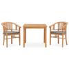 Day and Night - Day and Night Garden Dining Set 3 Pieces and Cushions Solid Teak Wood