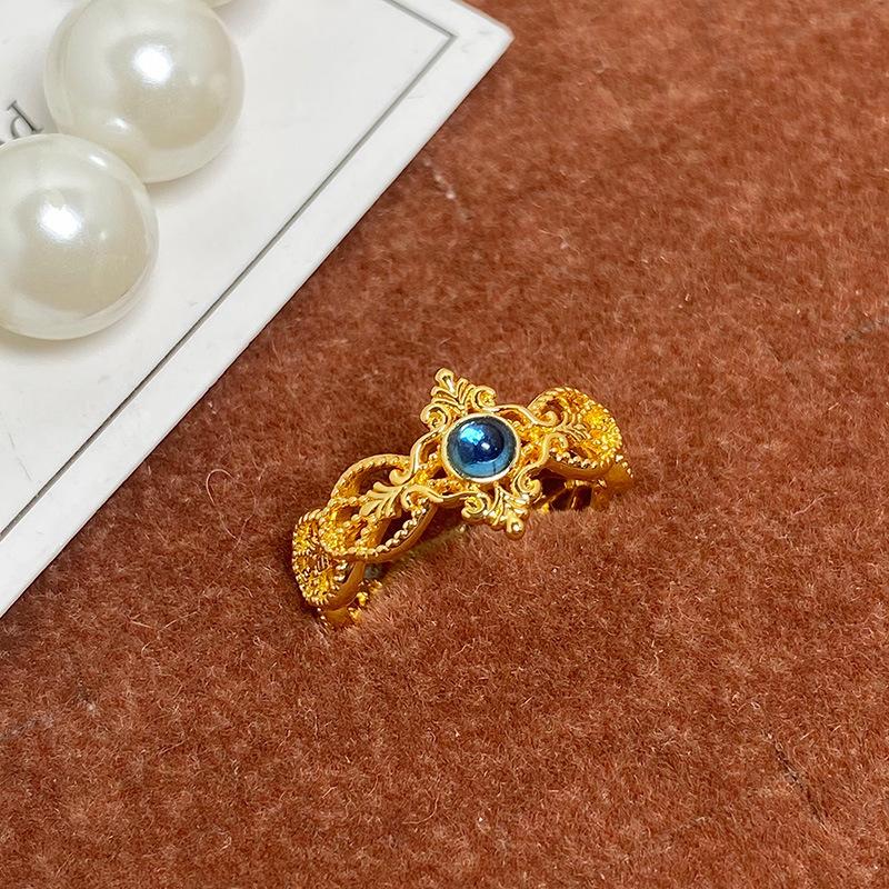 Mittelalterlicher Vintage Geometrischer Mikro-Inlay Personalisierter Öffnungsring Damenmode Retro Kalter Wind Nischendesign Ring