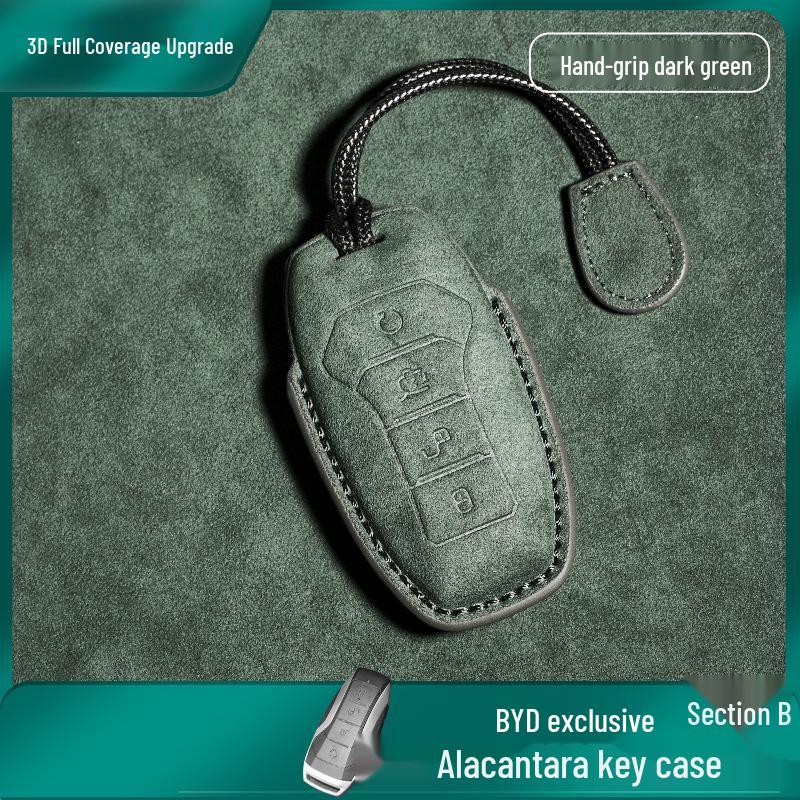 BYD Car Key Suede Case for Tang DMI, Han EV, Dolphin, Seal, Song PLUS, Yuan DMP Models