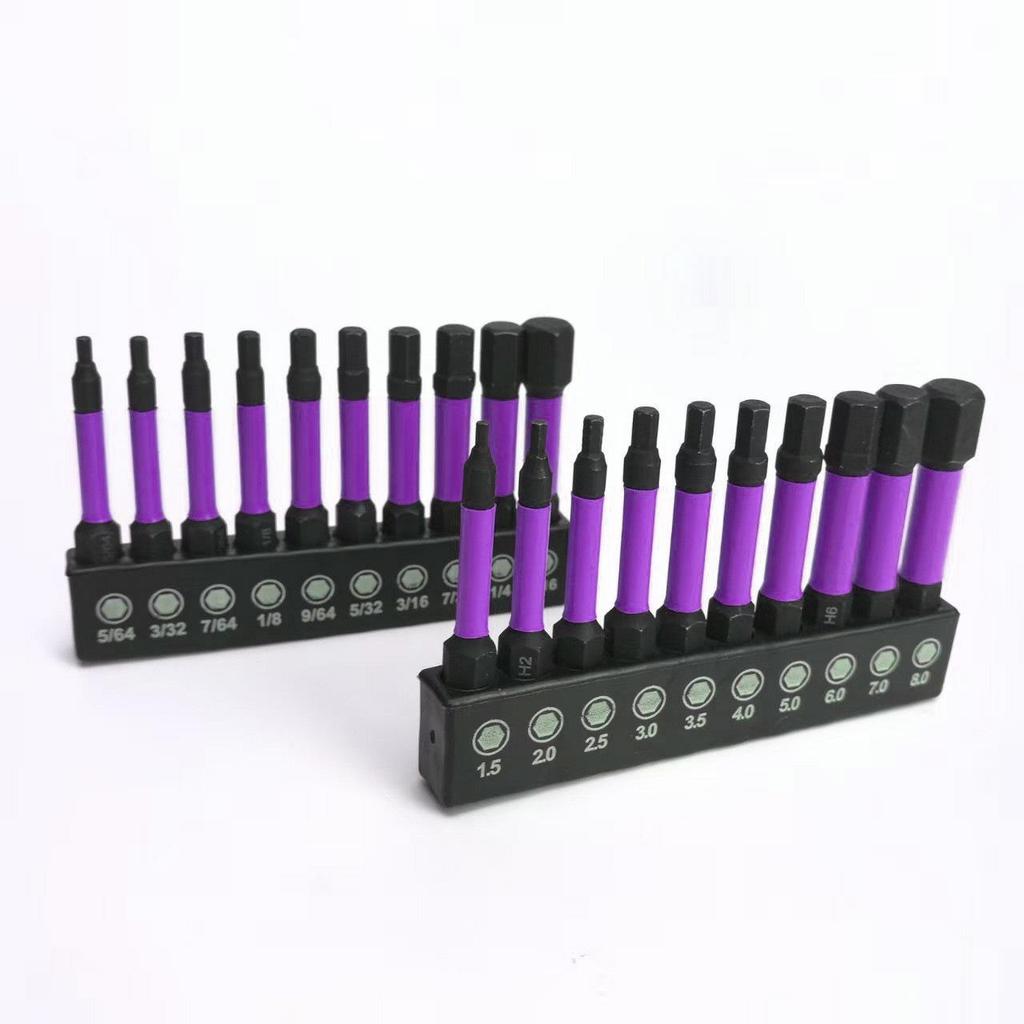 10-Piece S2 Hex Screwdriver Bit Set (H1.5-H8, 50mm) for Electric Screwdrivers & Drills