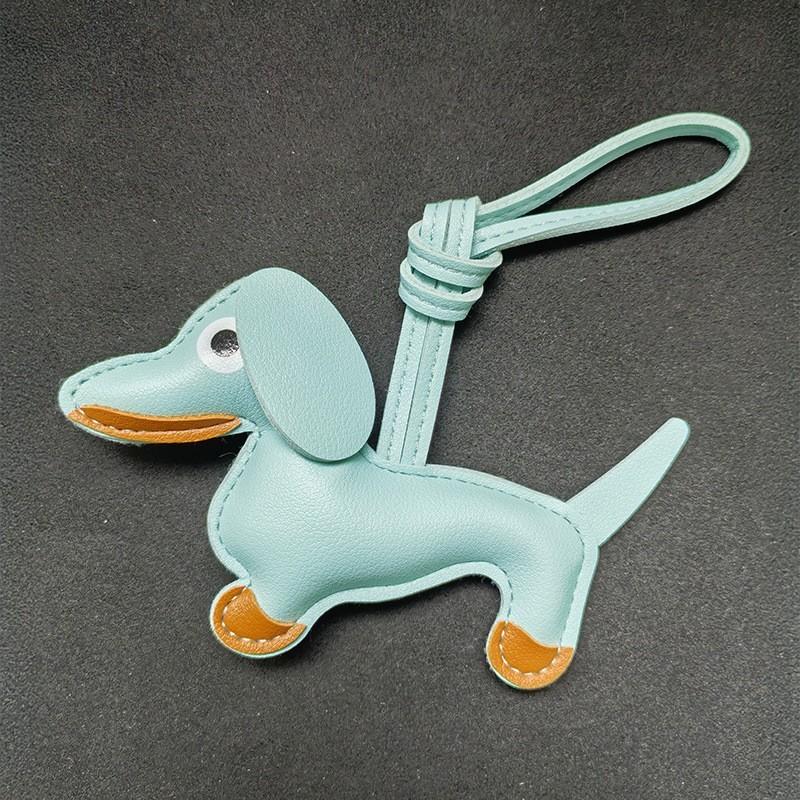 Dog Keychain Pendant Pu Leather Cartoon Pet Bag Charm For Keys And Phones