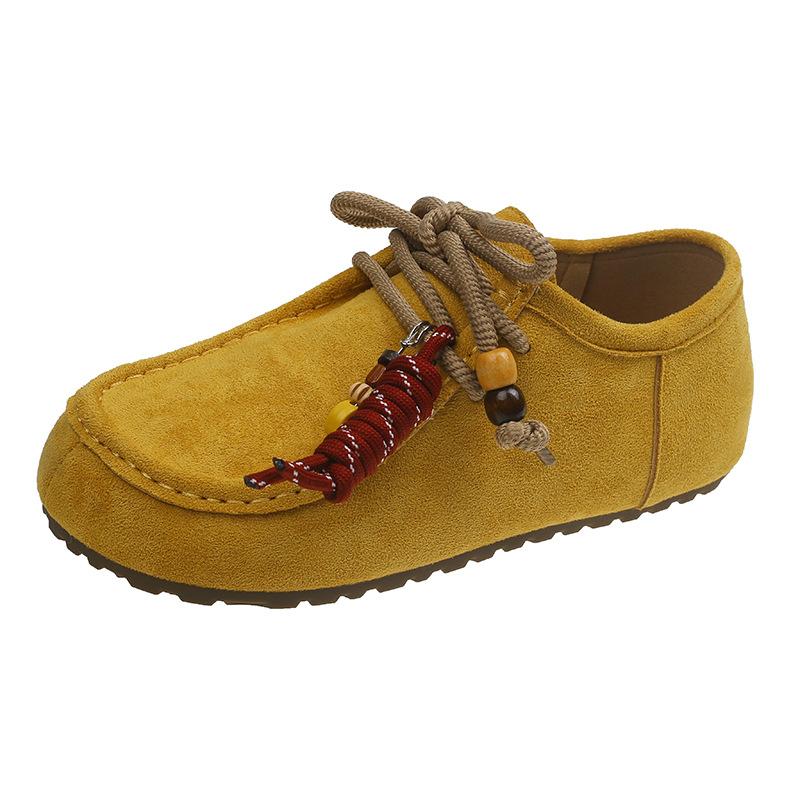 Pelz Retro Einzelne Schuhe Damen Flache Beanie Schuhe Herbst Neu Runde Zehe Schwangere Frauen