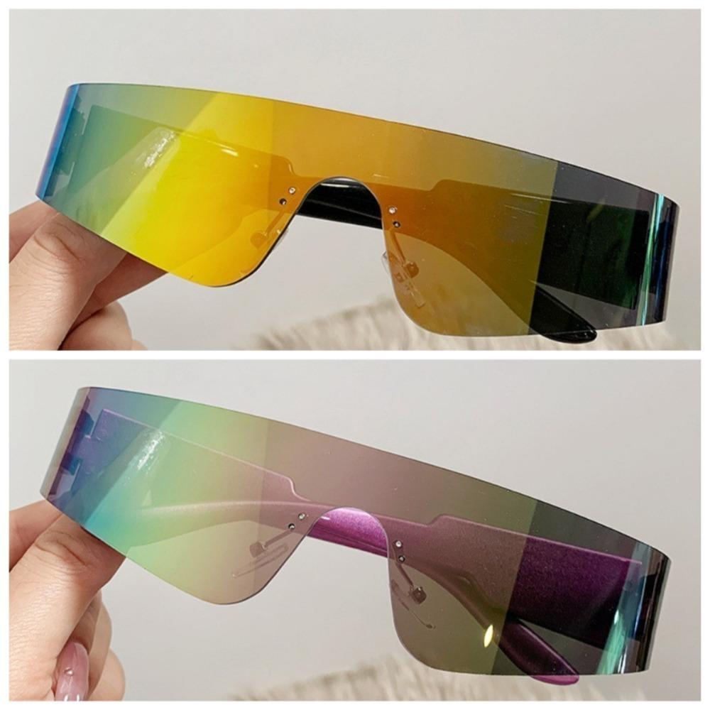 2 PCS Rimless One-pieces Women Sunglasses Men Fashion Y2k Mirror Shades Eyewear Ins Popular Brand Design UV400 Sun Glasses