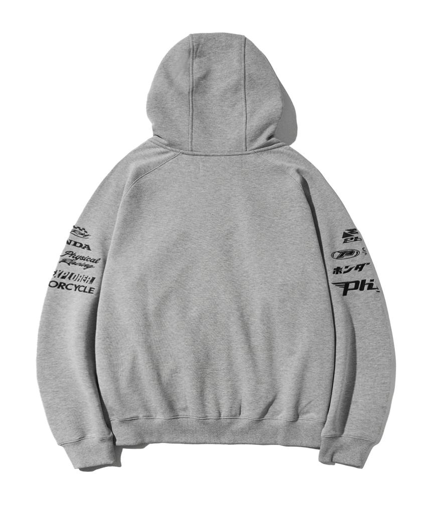 Phyps Motorcycle Honda Racing Hoodie Cap Zip-Up_Gray