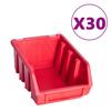 Kit de bacs de stockage - vidaXL - 136pcs - Rouge et Noir - Panneaux muraux - Plastique