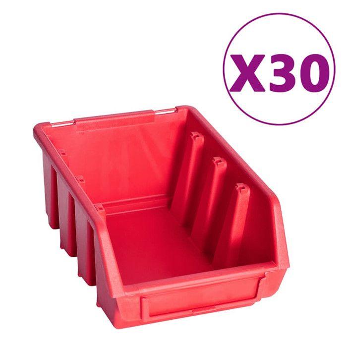 Kit de bacs de stockage - vidaXL - 136pcs - Rouge et Noir - Panneaux muraux - Plastique