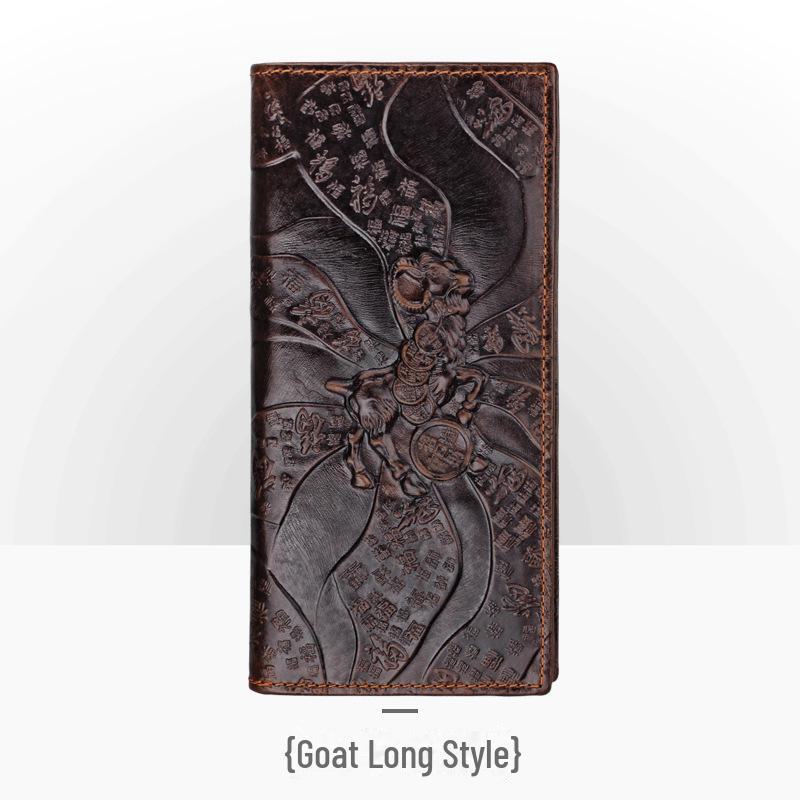 Men’s Retro Genuine Leather Wallet - Hand-Embossed Crocodile Pattern, Long, Large Capacity, Multi-Card Slots.