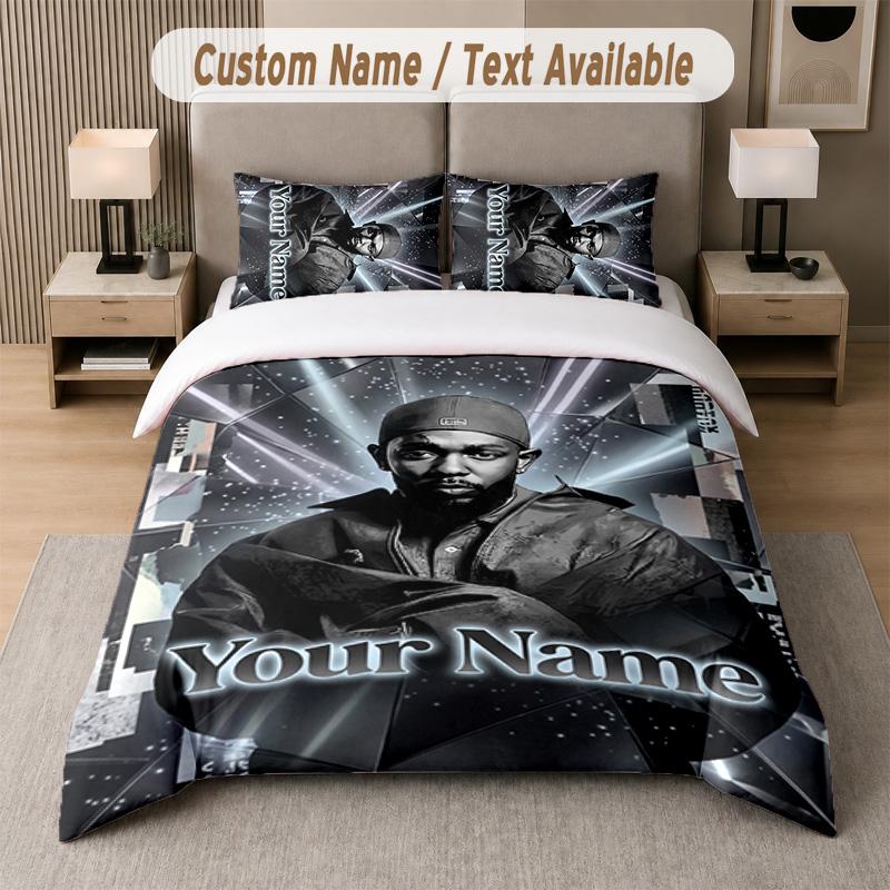 Set Biancheria da Letto 3 Pezzi Kendrick Lamar, Testo Personalizzato con Nome, 1 Copripiumino e 2 Federe per Camera da Letto