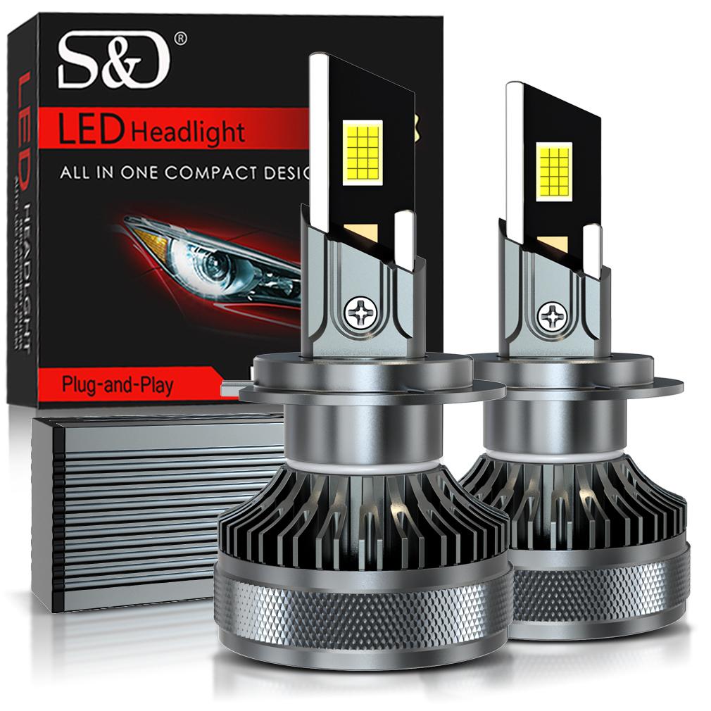 2 stk H7 H4 LED Canbus Bilfrontlyspærer 200W 50000LM H1 H8 H9 HB3 9005 HB4 9006 H11 LED-pære 4 Kobberrør Auto Turbo Lampe for VW Ford 6500K