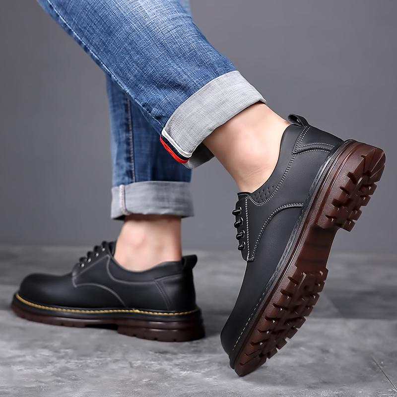 Mode Herren Echtleder Schuhe Schnürschuhe Mode Kopfleder Rutschfeste Slipper Schuhe Mann Lässig Business Formelle Schuhe Herren Oxfords