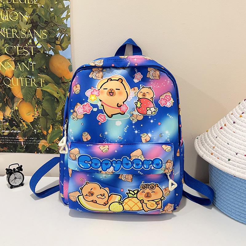 

Kids Cartoon Kapi Bira Backpack - Cute, Large Capacity, Trendy Double Shoulder Bag for Kindergarten колір синій океан