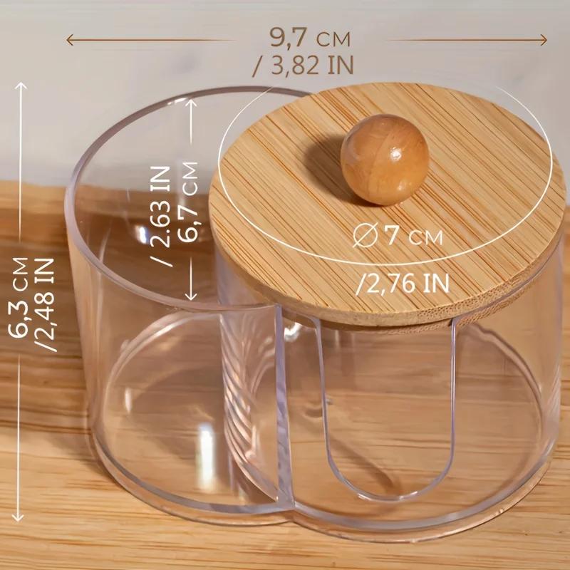 Porta con Doppio Scomparto - Organizzatore Trasparente per Bastoncini di Cotone e Dischetti di Cotone - Contenitore Trasparente da Bagno per Trucco