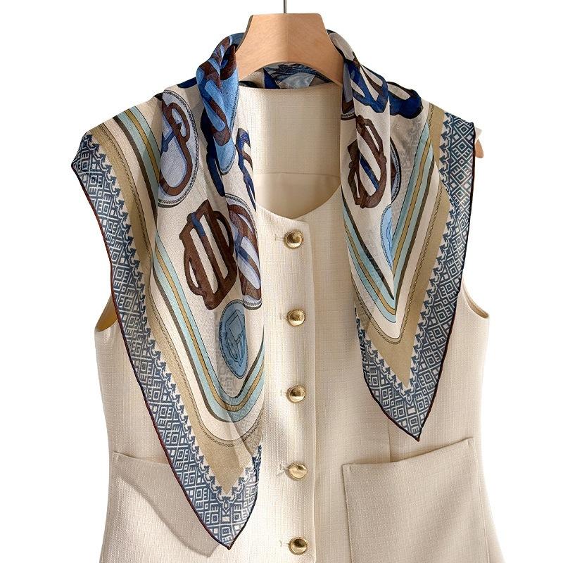 "Italian old money style" silica silk scarf women's spring and summer mulberry silk scarf fashion decorative scarf