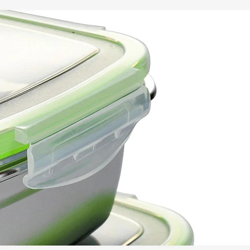 304 Stainless Steel Fresh-keeping Box Fruit Box with Lid Dumpling Container Refrigerated Storage Case Leakproof Sealed Container