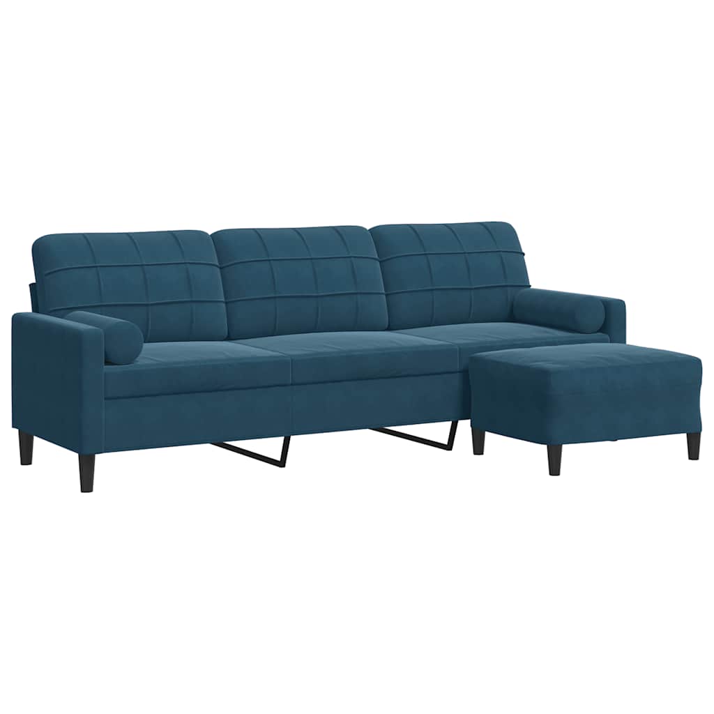 3 Seater Sofa with Ottoman Blue 210 cm Velvet