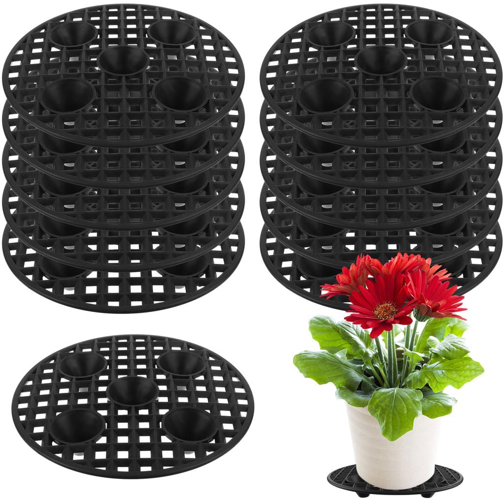 12 Pcs 8 Inch Plant Level Pot Elevator Plant Stand Heavy Duty Plant Stand Black Round Stand Saucer Plant Flower Pot Holder