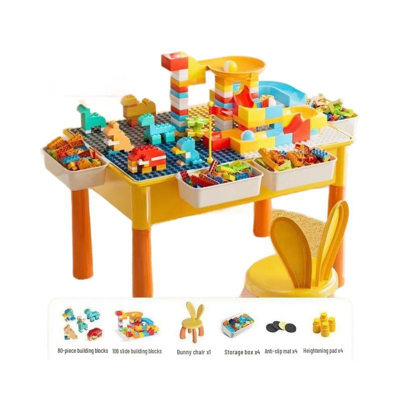 Multifunctional Building Block Table for Kids, Compatible with Large Lego Pieces, Educational Toy for Boys Ages 3-6