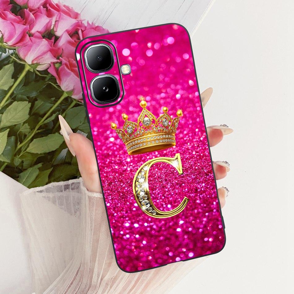 For Infinix Smart 20 X6840 X6840B Crown Letter Phone Case For Infinix Smart20 Black Silicone Soft Cases
