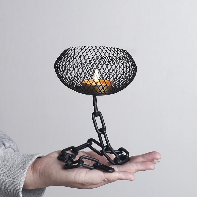 Nordic Retro Iron Art Candle Holder - Living Room and Dining Table Decor
