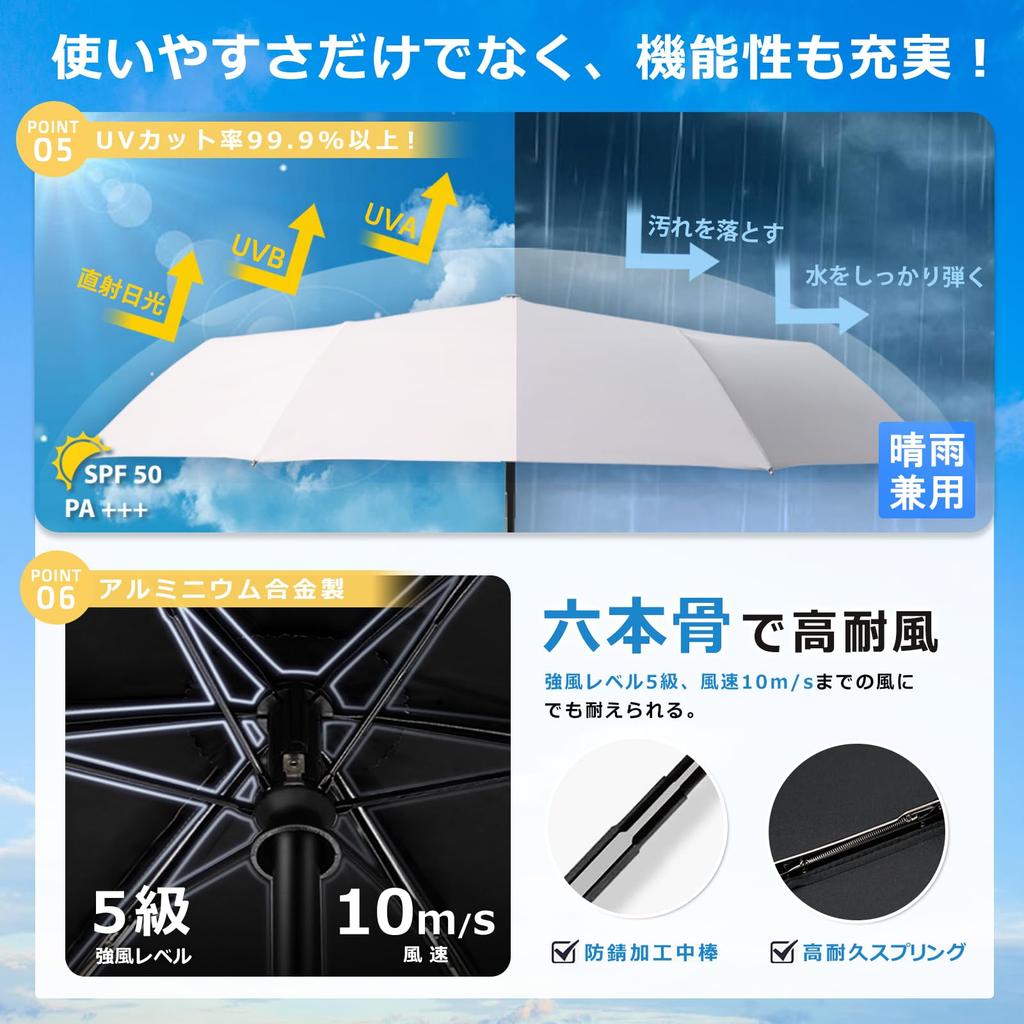 Evolutionary UV Perfect for Rain and Perfect for Commuting and Rainy Season Black Mocomoco's One-Touch Parasol, Windproof, Water-Repellent, Portable,