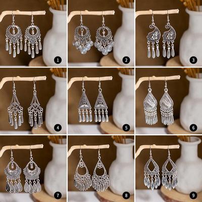 Vintage European & American Style Hollow Fashion Pendant Earrings for Women