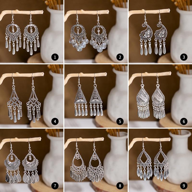 Vintage European & American Style Hollow Fashion Pendant Earrings for Women