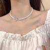 Gentle Bow Pearl Necklace Light Luxury Niche Design Sense Premium Clavicle Chain Femininity Neck Chain Accessories