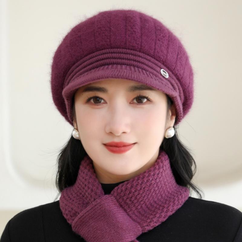 Elderly Hat Women's Autumn and Winter Thickened Warm Wool Hat Cold Knitted Cap