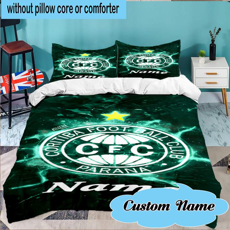 Custom Name Coritiba FC Crest Design Bedding Set 3pcs, Bedding Set Including 1pc Duvet Cover And 2pcs Pillowcases for Bedroom, Dormitory Gift