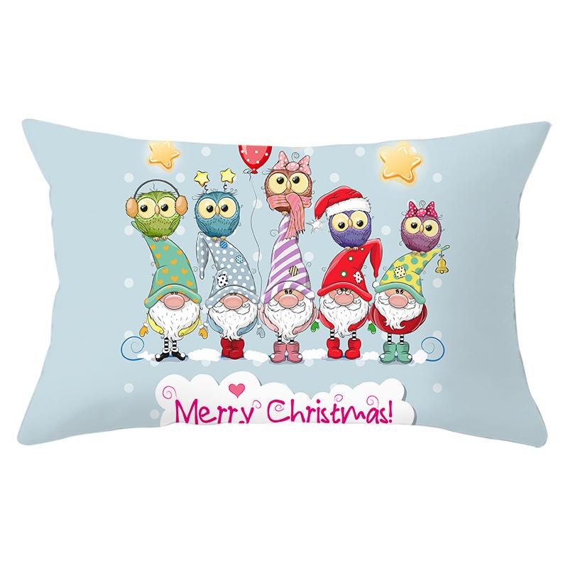 New Christmas Peach Skin Lumbar Pillowcase Cartoon Print Series Sofa Cushion Cover Throw Pillow Cover