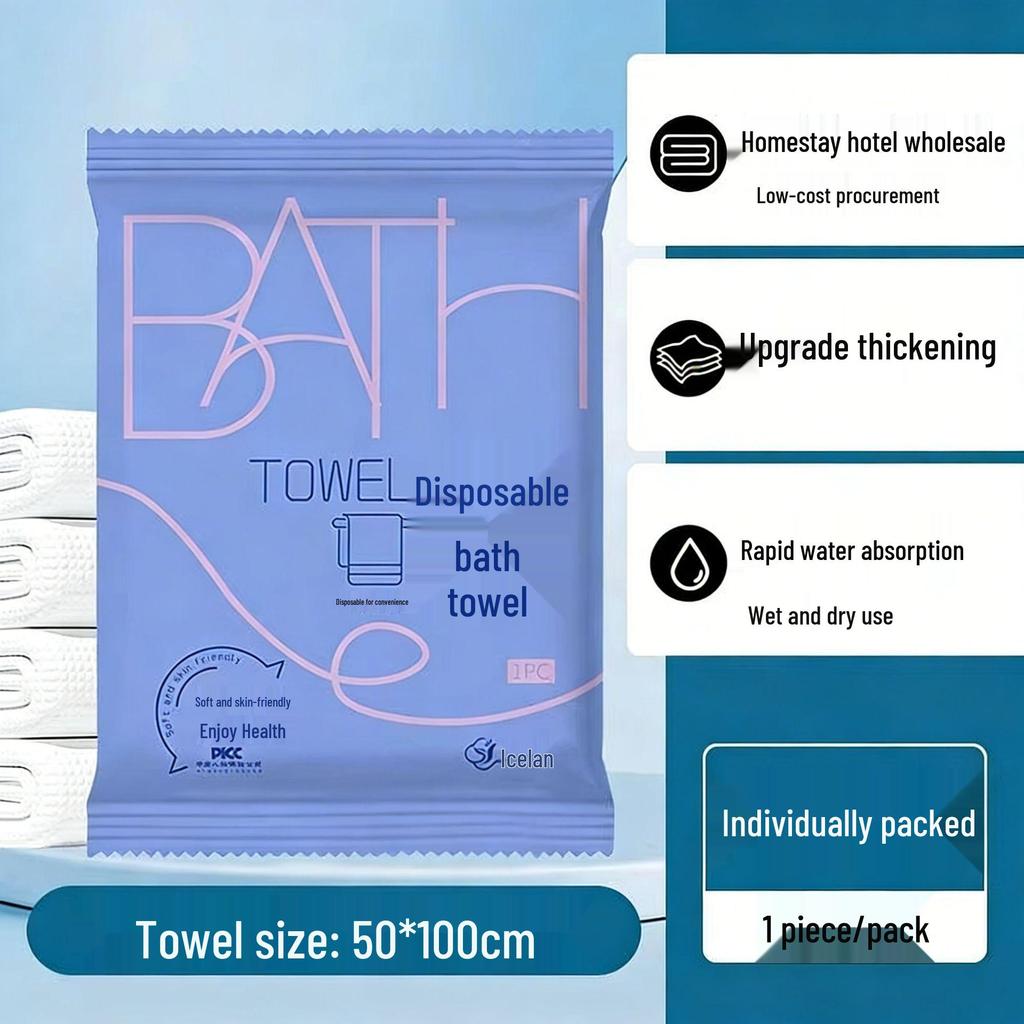 Individually Wrapped Disposable Travel Towels - Enlarged & Thickened for Bath or Face Wash