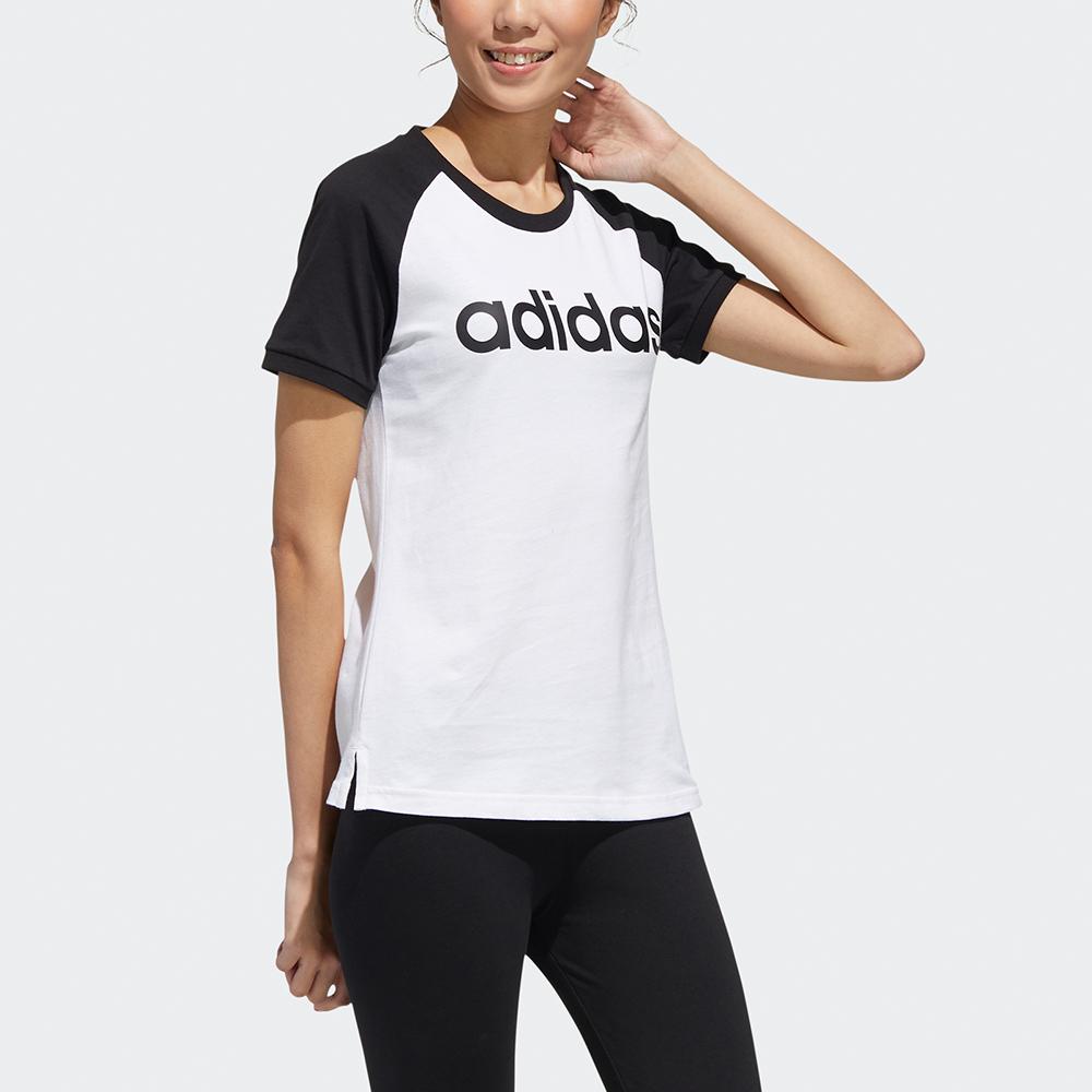 Adidas Neo Logo Color Block Round Neck Short Sleeve T-Shirt Women T-Shirt White GJ7920