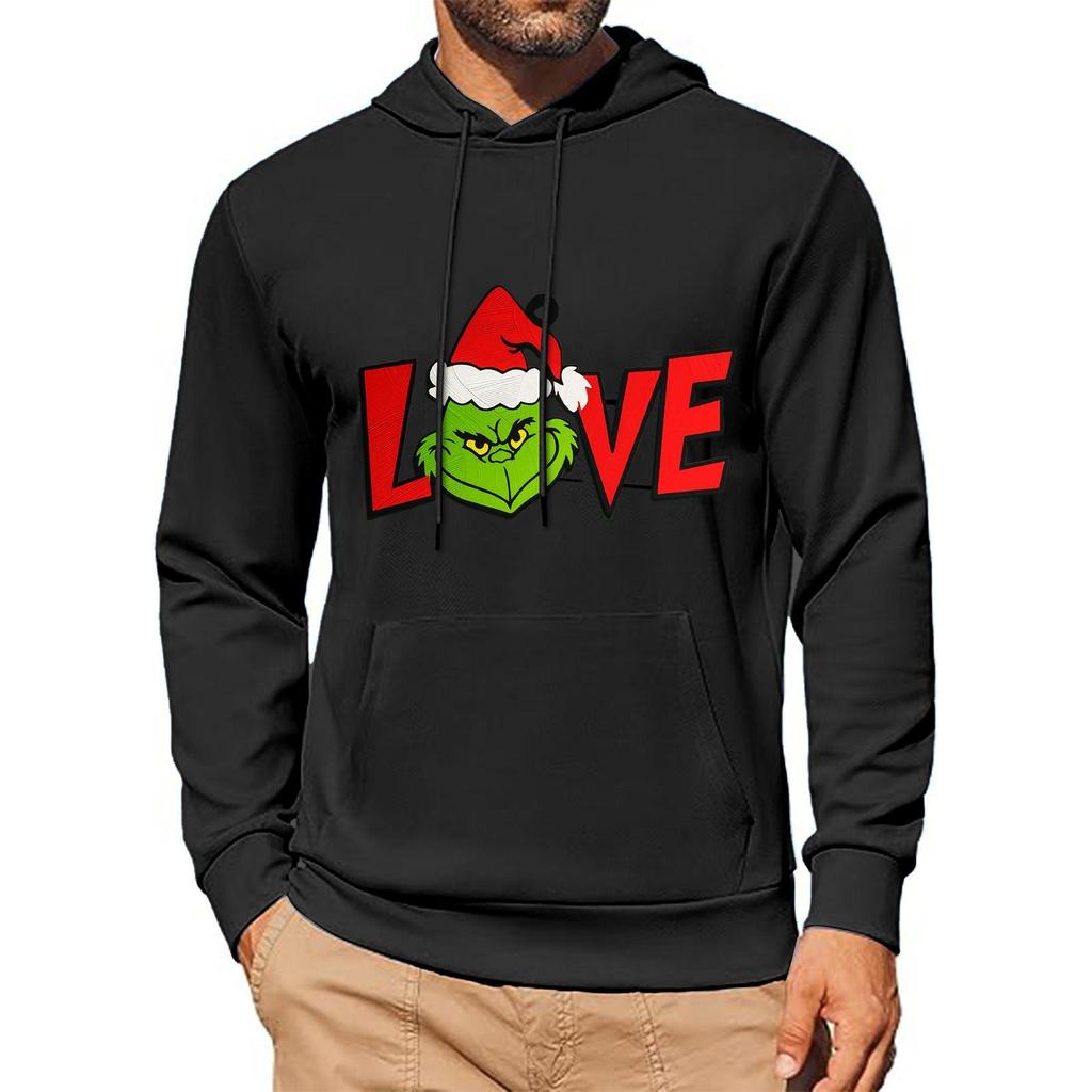 Men's Print Hooded Sweatshirt Long-Sleeve Casual Pullover Hoodie Hooded Sweatshirt