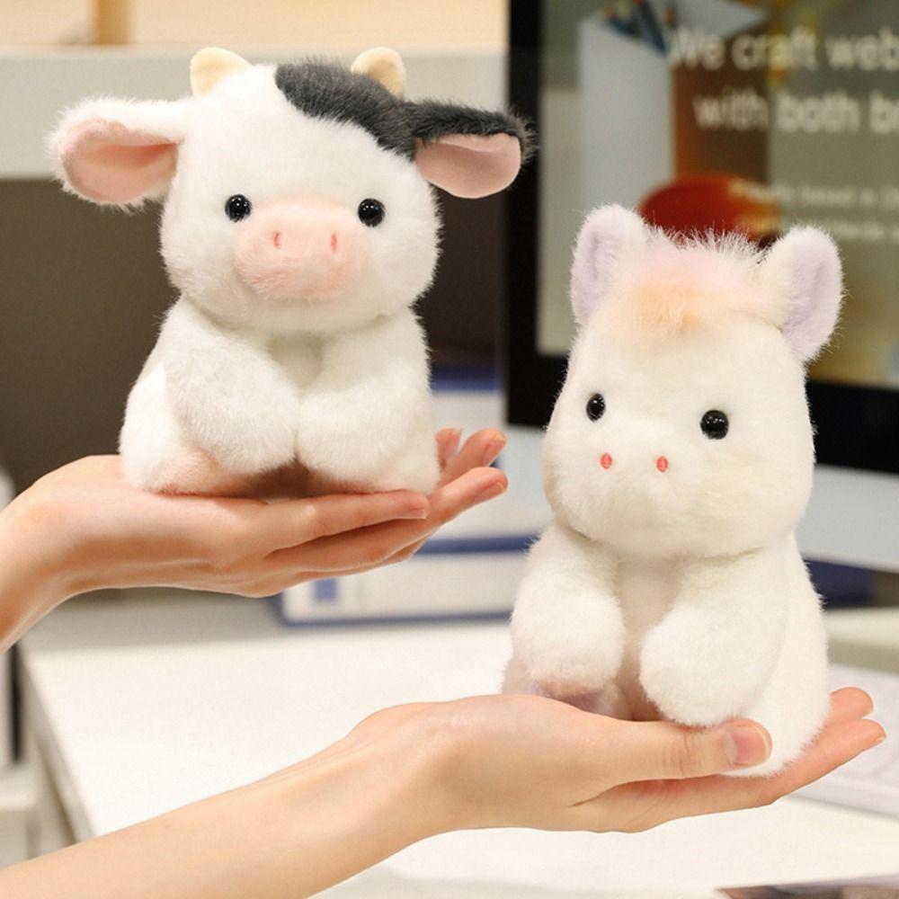 Fluffy Plush Desktop Buddy Toy Sitting Cow Hug Pillow Creative Dinosaur Plush  Toy  Children's Day
