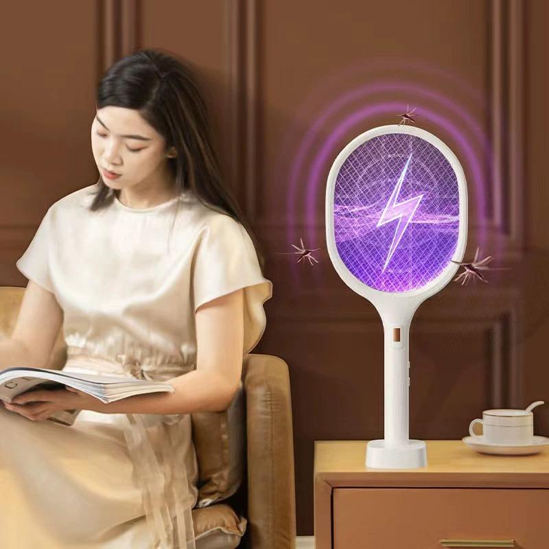 Raqueta eléctrica mata mosquitos recargable 2 en 1 lámpara antimosquitos para el hogar