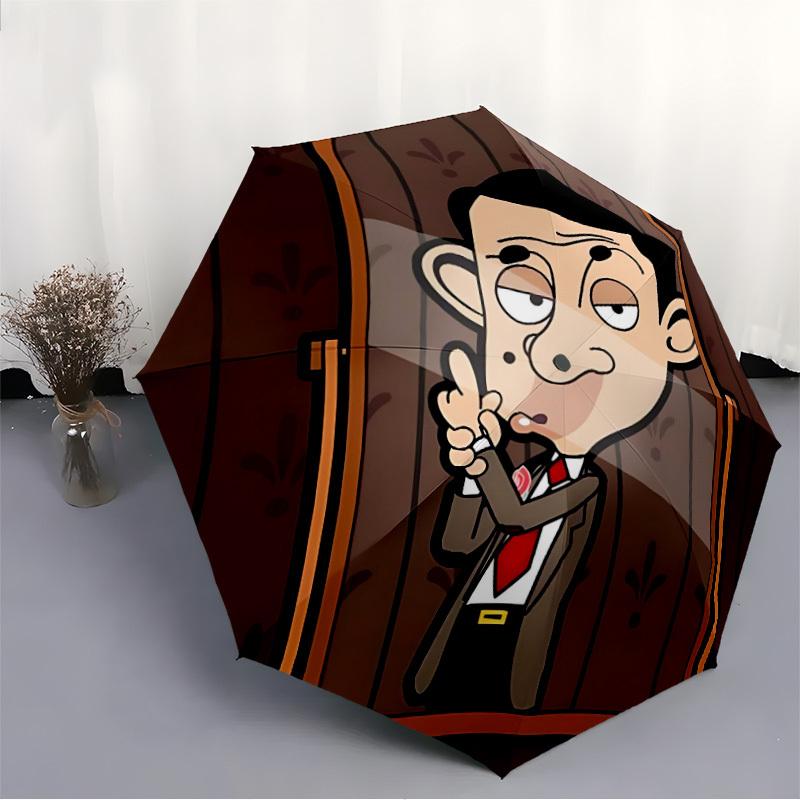 1PC Elevator Mr. Bean Automatic Open/Close, 8-Rib Durable Frame Compact Travel Umbrella for Men & Women S1222067