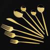 Gold Western Geschirr Geschirr Dessert Messer Gabel Kaffee Löffel Teelöffel Stahl Besteck Set Edelstahl Hause Abendessen Set
