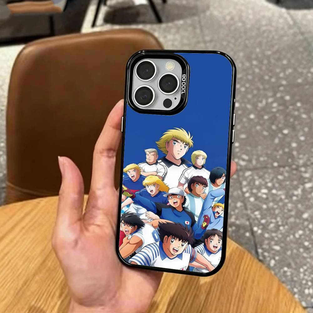 Anime C-captain T-tsubasa Phone Case For iPhone17,16,15,14,13,12,11 Plus,Pro Max Colored Silver Plated Inside Cover