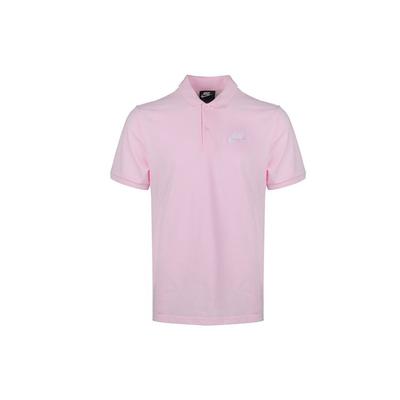 Roupa Esportiva Cor Sólida Logo Polo Casual com Gola Esportiva Tops Masculinos Rosa Claro 909747-663
