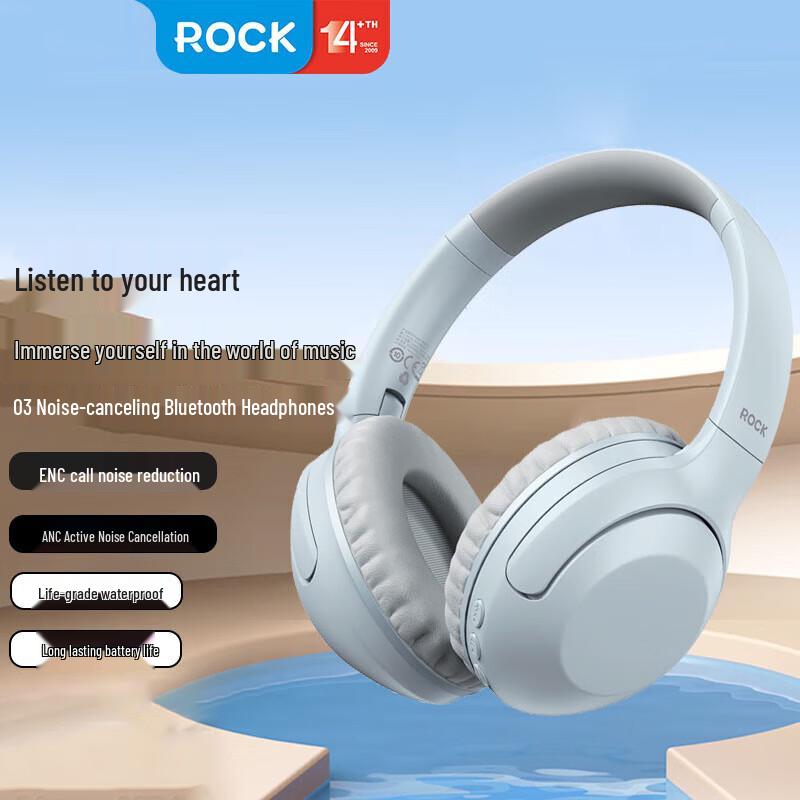 

ROCK O3 Active Noise Cancelling Bluetooth Over-Ear Headphones