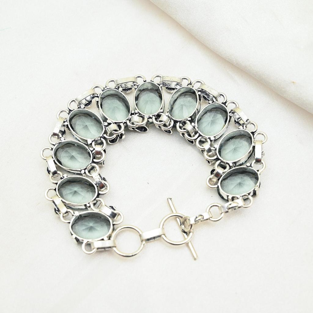 Alexandrit Armband Handgjorda Ädelstenssmycken, 925 Sterlingsilver Armband, Justerbart Kedjearmband, Gåva Till Mamma Fint Armband