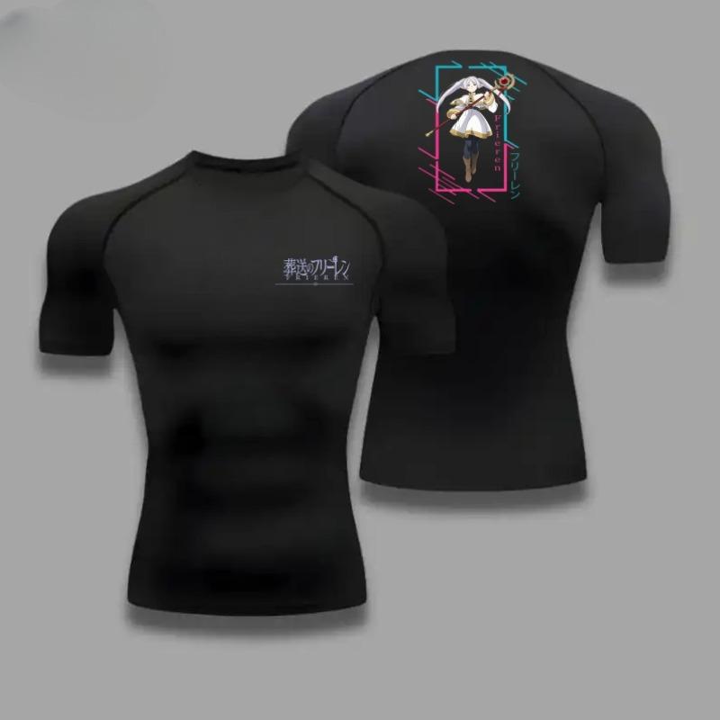 Men Compression T-Shirt Fitness Running Sports Quick-Dry Frieren Breathable Short Sleeves Stretchy Fabric for Summer Workouts