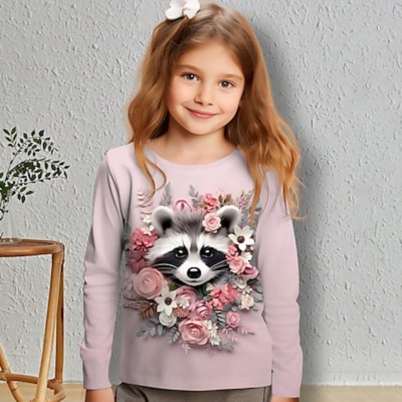 

Футболки для девочек с 3D-цветочным принтом и лисой на Пасху, с длинным рукавом, с 3D-принтом, весна-осень, активная мода, милые детские футболки для детей от 3 до 12 лет, с круглым вырезом, для активного отдыха, повседневные, стандартного кроя 160