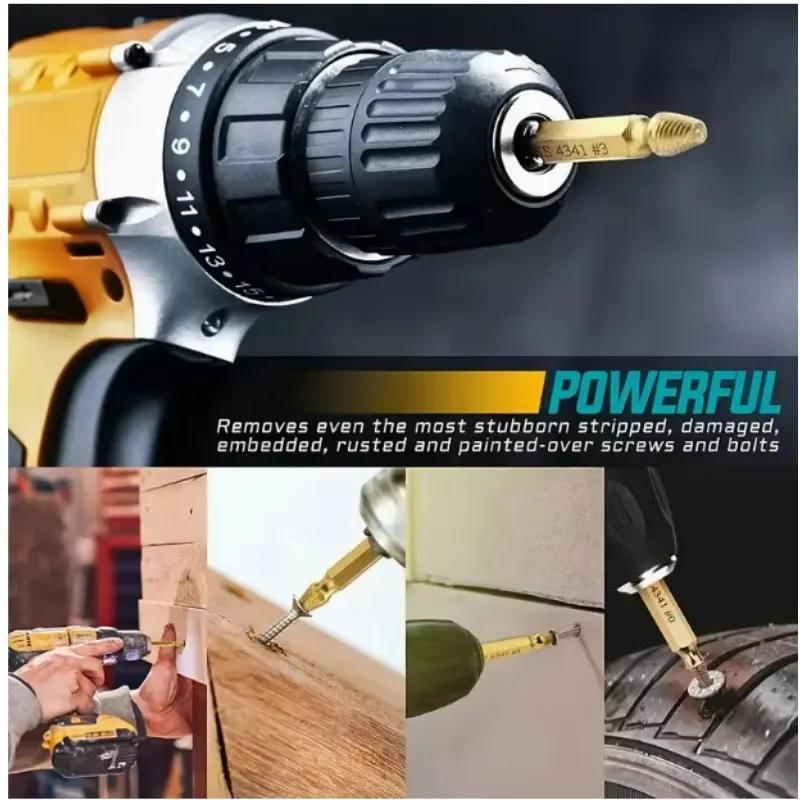 4/6Pcs Set Damaged Screw Extractor Center Drill Bit Set Woodworking Tools Broken Bolt Extractor Bolts Screws Remover Extractor