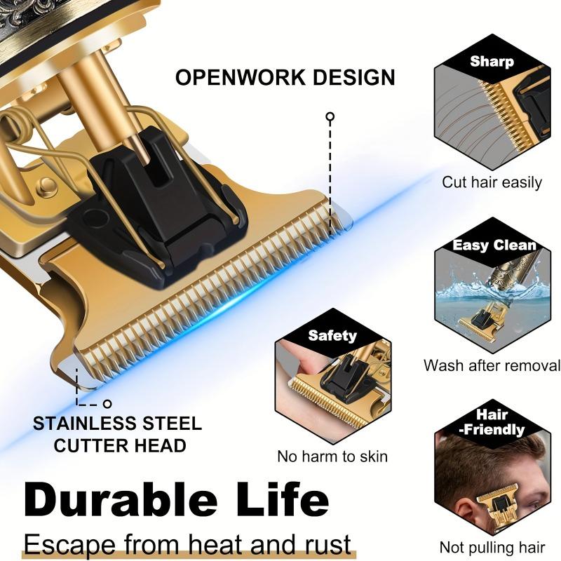 Men's Professional Barber, Men's Beard Trimmer, Hair Trimmer, Cordless Rechargeable with LCD Display, Close To Zero Gap Trimming Kit