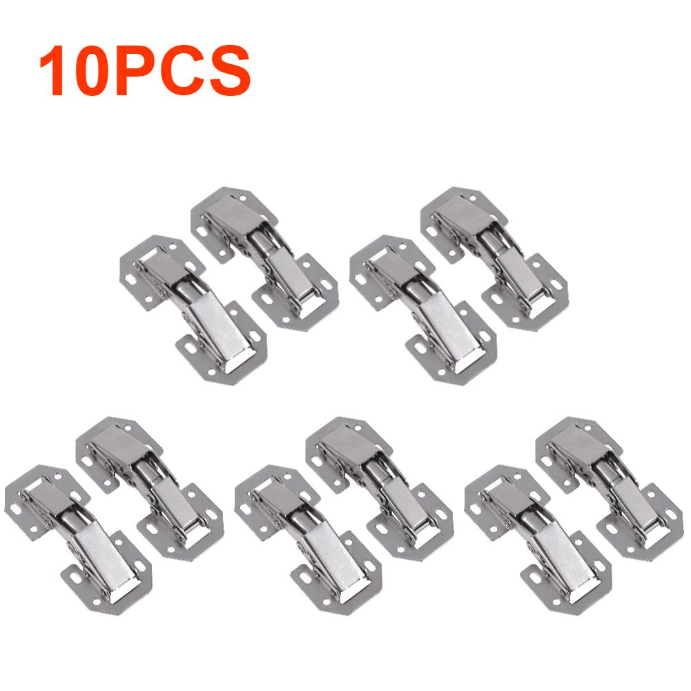 30-10PCS Cabinet Hinge No Drilling Hole Cupboard Door Hydraulic Hinges Furniture Hardware Spring Frog Cabinet Closet Door Hinges